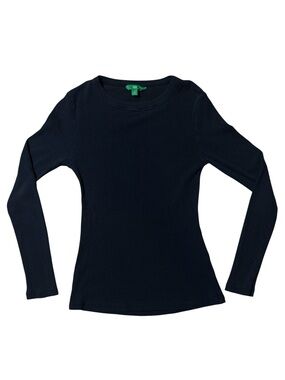 dip Long Sleeve Crewneck Top Black
